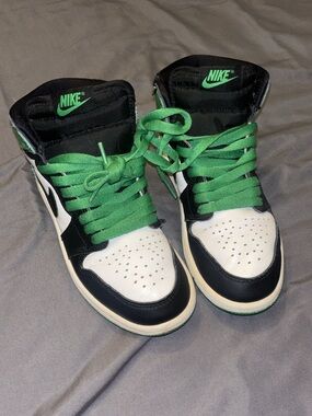 Jordan Kids' Black, White & Green High-Top Sneakers
